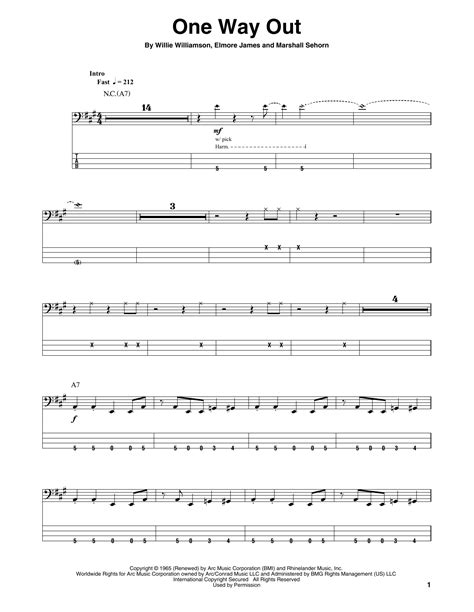 one way out allman brothers bass tab